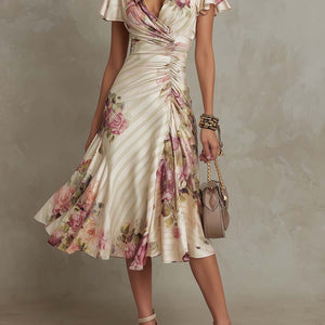 Vestido Teodora · Midi de satén floral