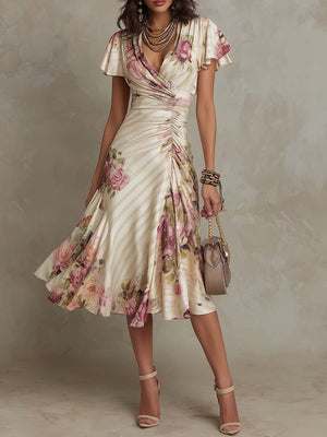 Vestido Teodora · Midi de satén floral