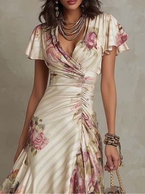 Vestido Teodora · Midi de satén floral