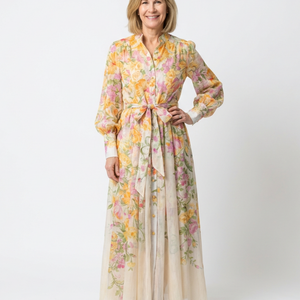 Vestido Leonor · Maxi floral fluido de manga larga