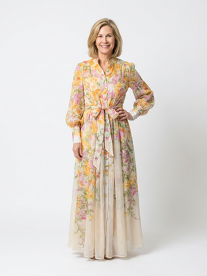 Vestido Leonor · Maxi floral fluido de manga larga