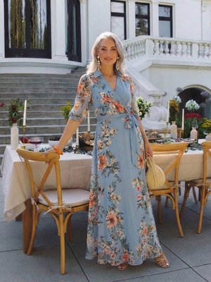 Vestido Laura · Maxi floral cruzado
