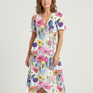 Vestido Marcela · Midi de estampado abstracto