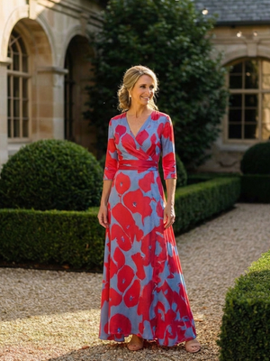 Vestido Magdalena · Maxi floral de manga francesa