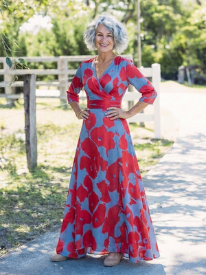 Vestido Magdalena · Maxi floral de manga francesa