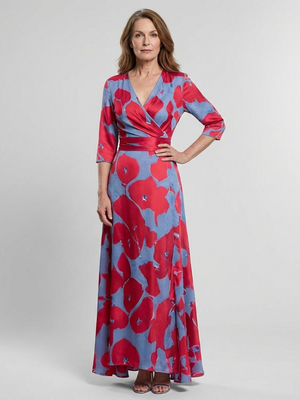 Vestido Magdalena · Maxi floral de manga francesa